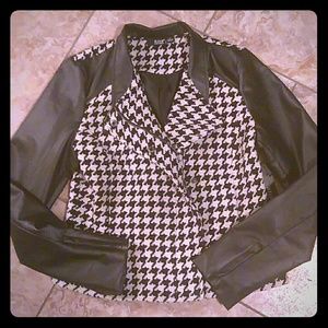 Faux Leather & Tweed Black & White Jacket